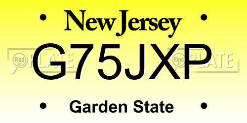 G75JXP New Jersey License Plate