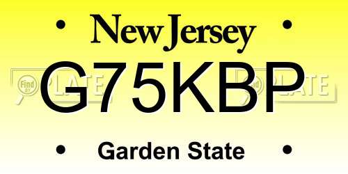 G75KBP New Jersey License Plate