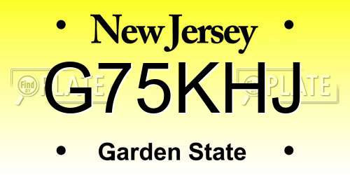 G75KHJ New Jersey License Plate