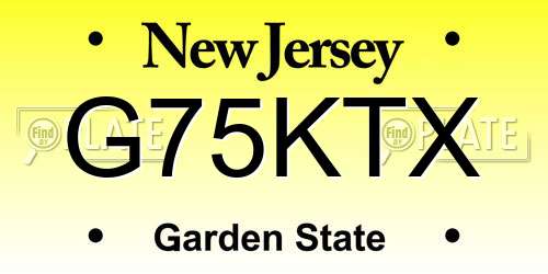 G75KTX New Jersey License Plate