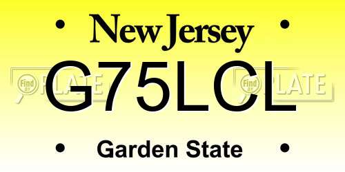 G75LCL New Jersey License Plate