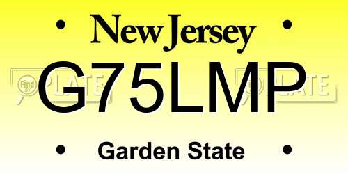 G75LMP New Jersey License Plate
