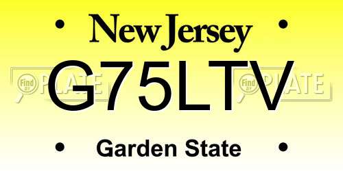 G75LTV New Jersey License Plate