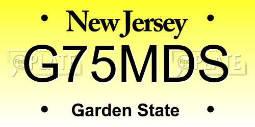 G75MDS New Jersey License Plate