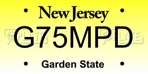 G75MPD New Jersey License Plate