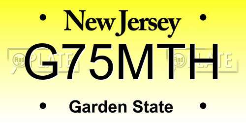 G75MTH New Jersey License Plate