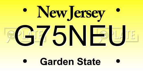 G75NEU New Jersey License Plate