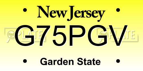 G75PGV New Jersey License Plate