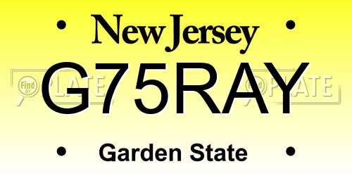 G75RAY New Jersey License Plate