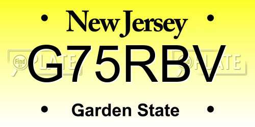 G75RBV New Jersey License Plate