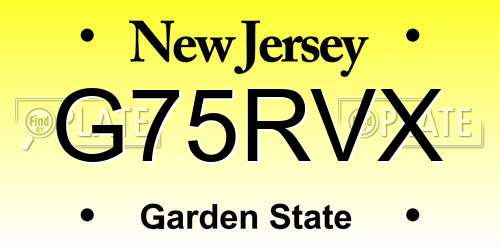 G75RVX New Jersey License Plate