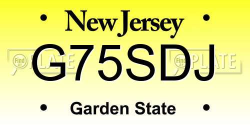 G75SDJ New Jersey License Plate