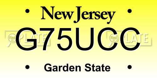 G75UCC New Jersey License Plate