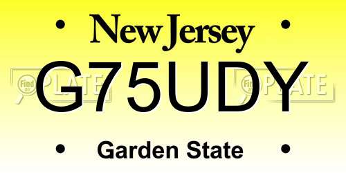 G75UDY New Jersey License Plate