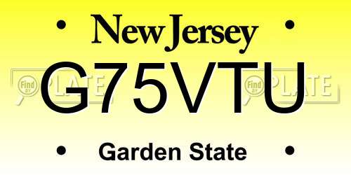 G75VTU New Jersey License Plate