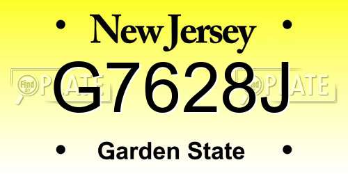 G7628J New Jersey License Plate