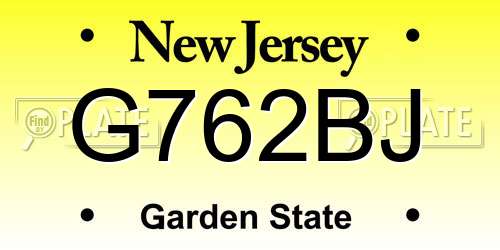 G762BJ New Jersey License Plate