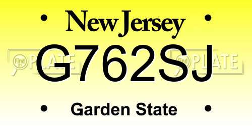 G762SJ New Jersey License Plate
