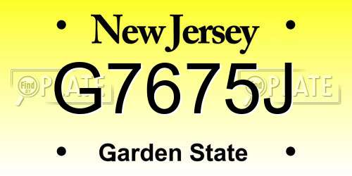 G7675J New Jersey License Plate