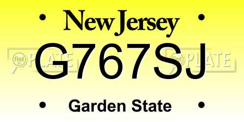 G767SJ New Jersey License Plate