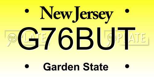 G76BUT New Jersey License Plate