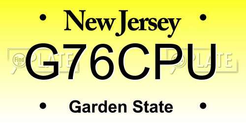 G76CPU New Jersey License Plate