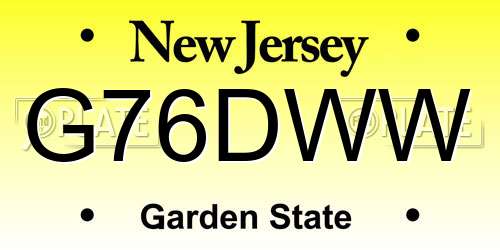 G76DWW New Jersey License Plate