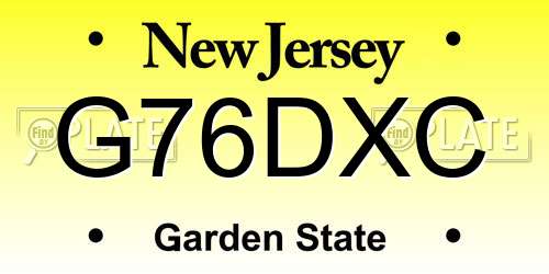 G76DXC New Jersey License Plate