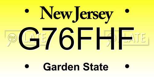 G76FHF New Jersey License Plate