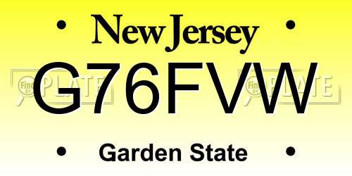 G76FVW New Jersey License Plate