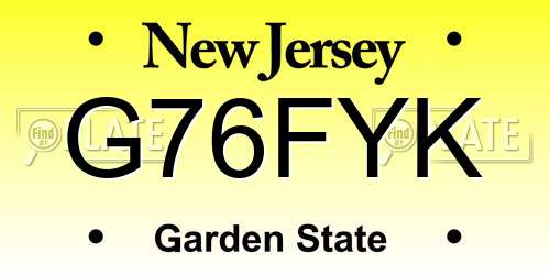 G76FYK New Jersey License Plate