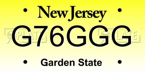 G76GGG New Jersey License Plate