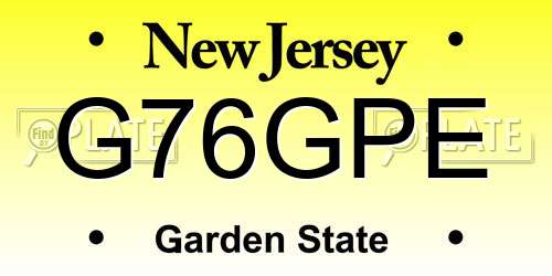G76GPE New Jersey License Plate