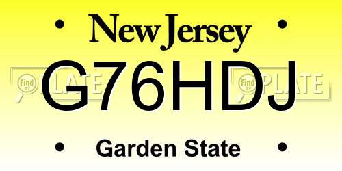 G76HDJ New Jersey License Plate