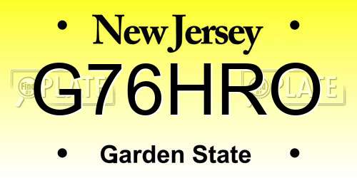 G76HRO New Jersey License Plate