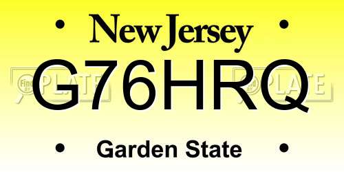 G76HRQ New Jersey License Plate