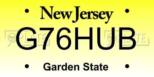 G76HUB New Jersey License Plate
