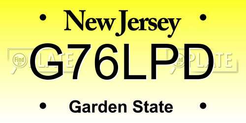 G76LPD New Jersey License Plate