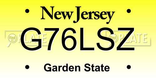 G76LSZ New Jersey License Plate
