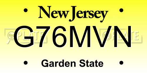 G76MVN New Jersey License Plate