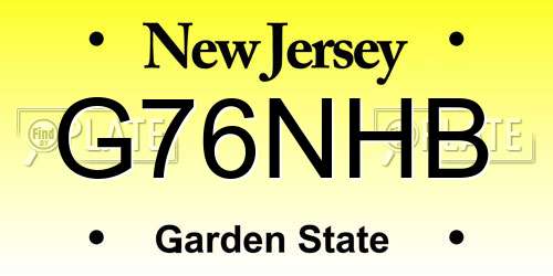 G76NHB New Jersey License Plate