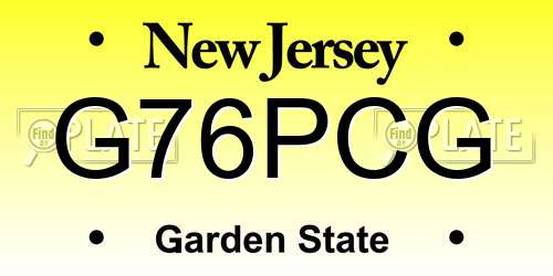 G76PCG New Jersey License Plate