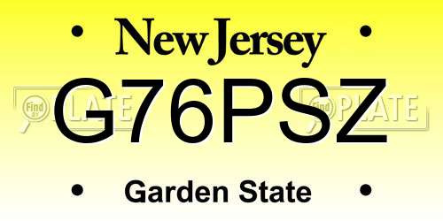 G76PSZ New Jersey License Plate