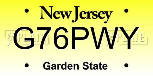 G76PWY New Jersey License Plate