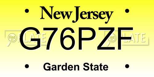 G76PZF New Jersey License Plate