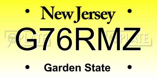 G76RMZ New Jersey License Plate