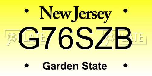G76SZB New Jersey License Plate