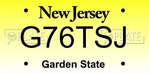 G76TSJ New Jersey License Plate