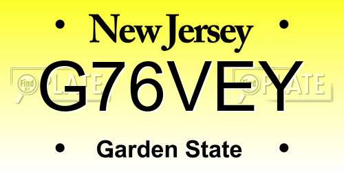 G76VEY New Jersey License Plate