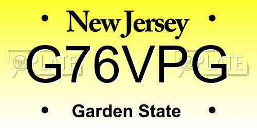G76VPG New Jersey License Plate